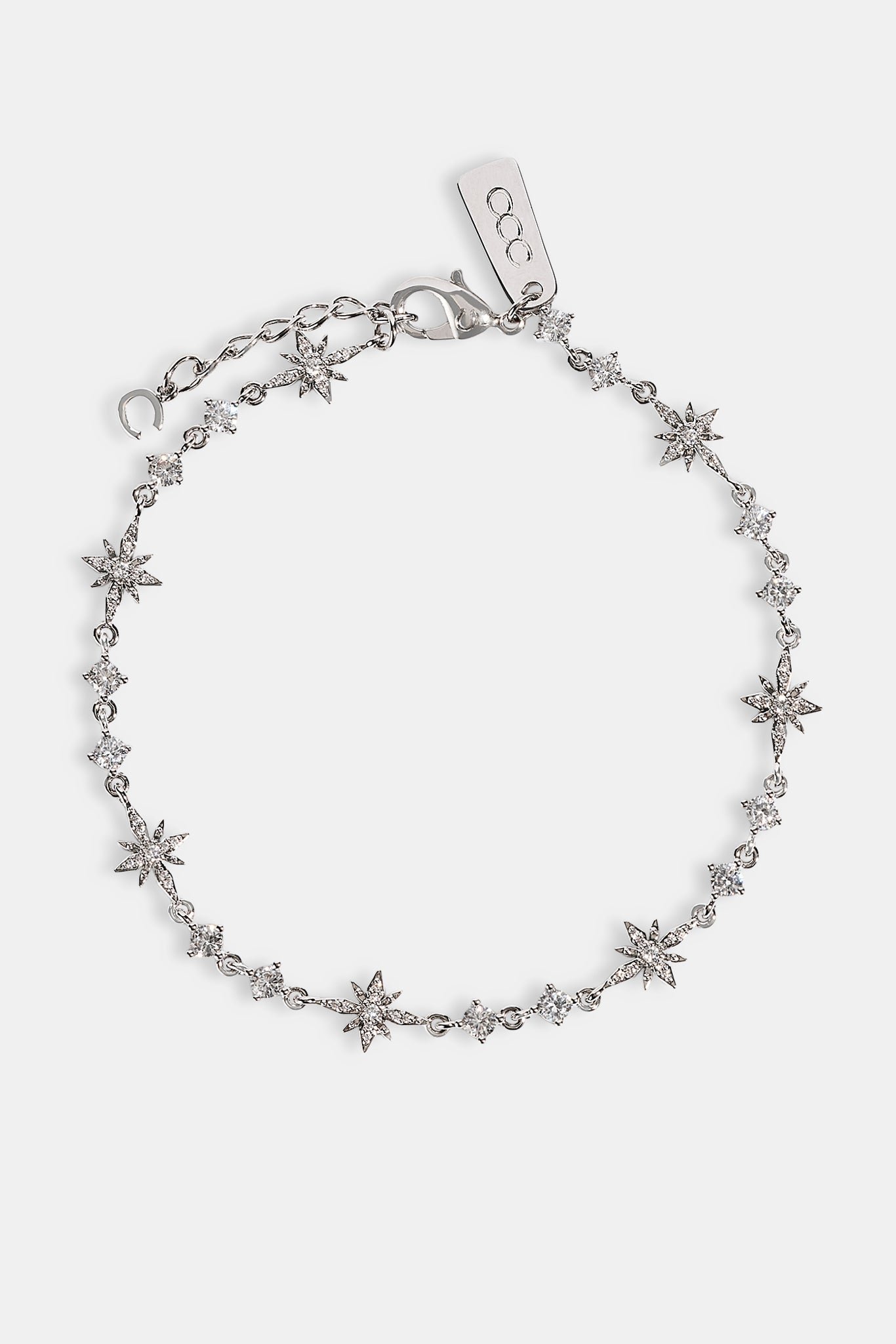 Iced Multi Star & CZ Stone Bracelet - 6mm - White